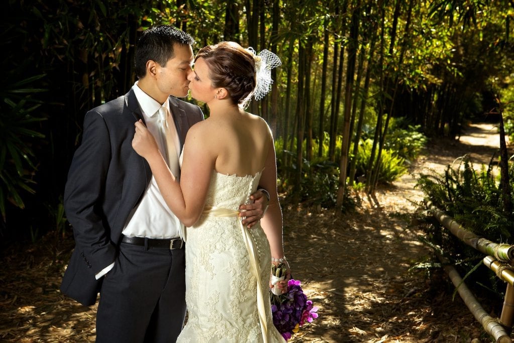 bride and groom in bamboo, Tulsa wedding photography