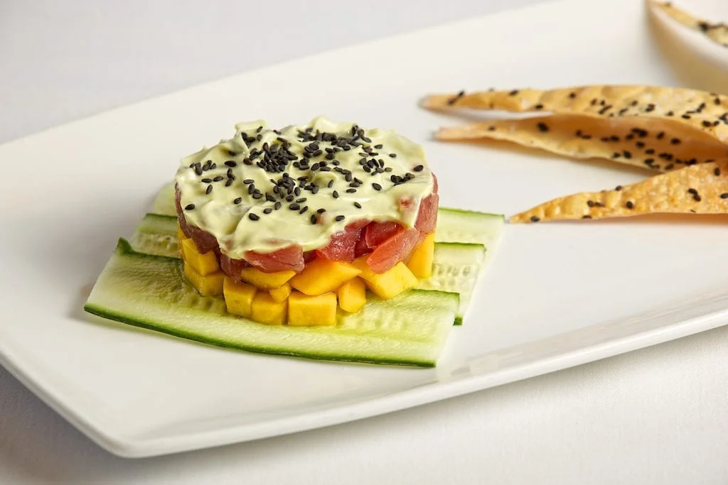 photo of mango tuna appetizer