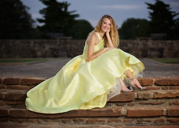 photo of high school senior in yellow dress