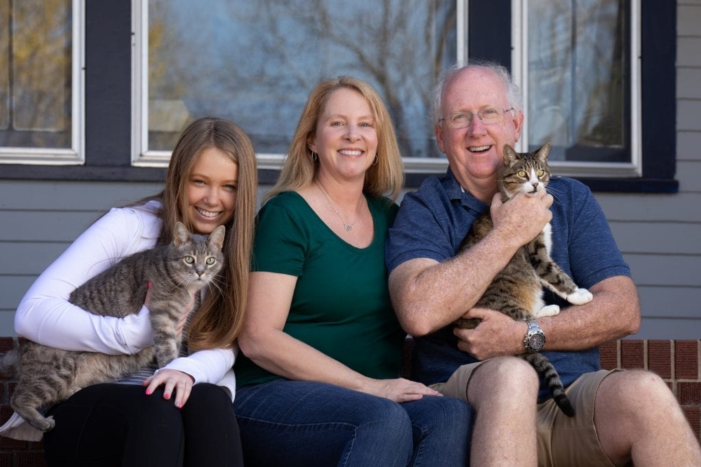 Family photo with cats