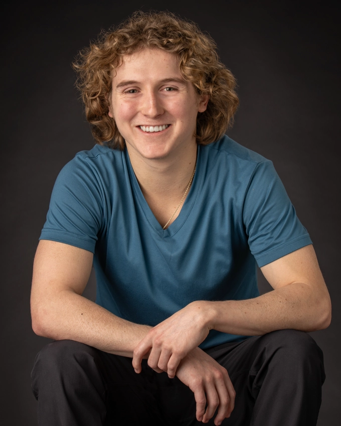 Acting Head shot for college student in blue shirt