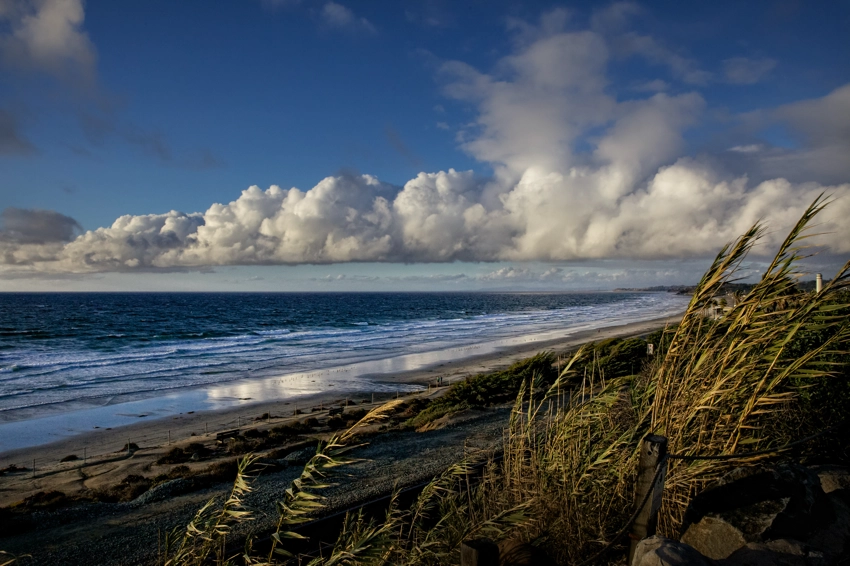 dramatic sky over ocean, Del Mar beach