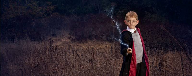 boy dressed as wizard