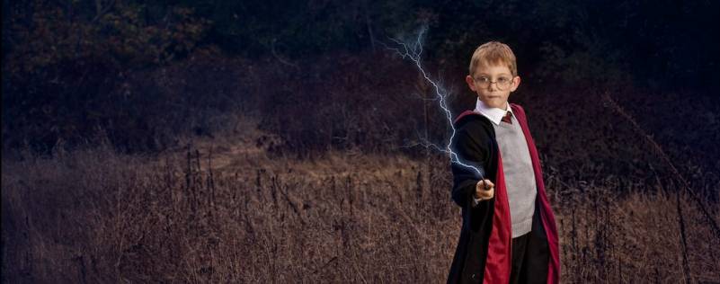 boy dressed as wizard